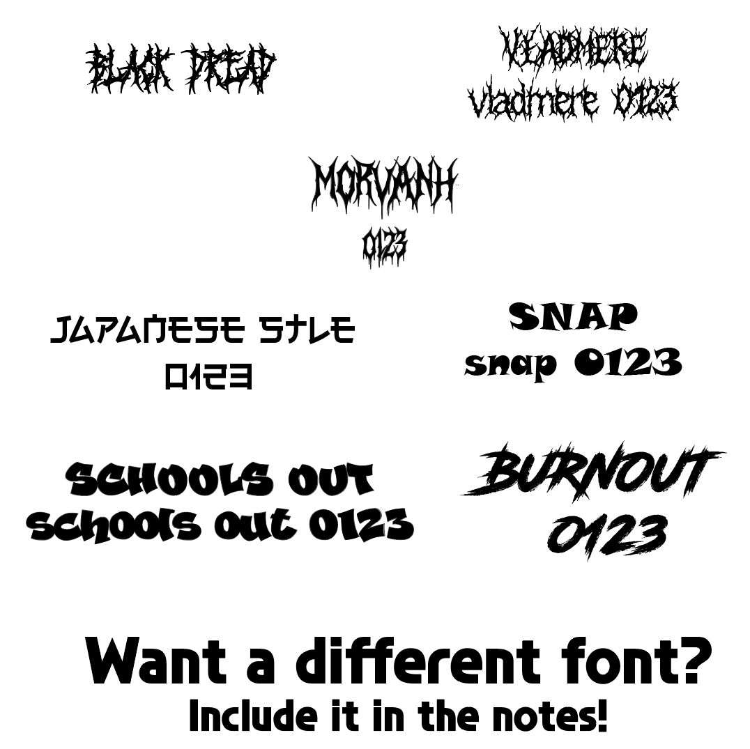 Collection of various font styles displayed on a white background