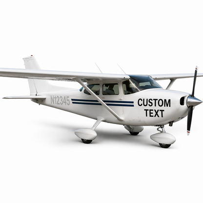 Small airplane with customizable text on a white background