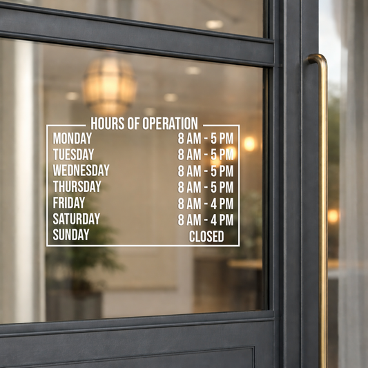 Basic Business Hours Door Decal